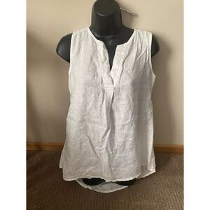 Yuvita Womens 100% Linen Lagenlook Beachy Lightweight Tank Top Size XS White